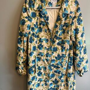 Old Navy Blue, Green & Cream Floral Quilted Coat